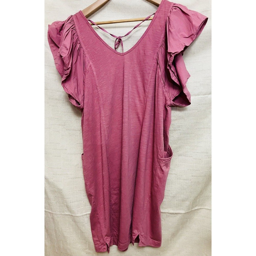 Anthropologie Daily Practice Cotton Flutter-Sleeve Tee Dress Woman's Size Large